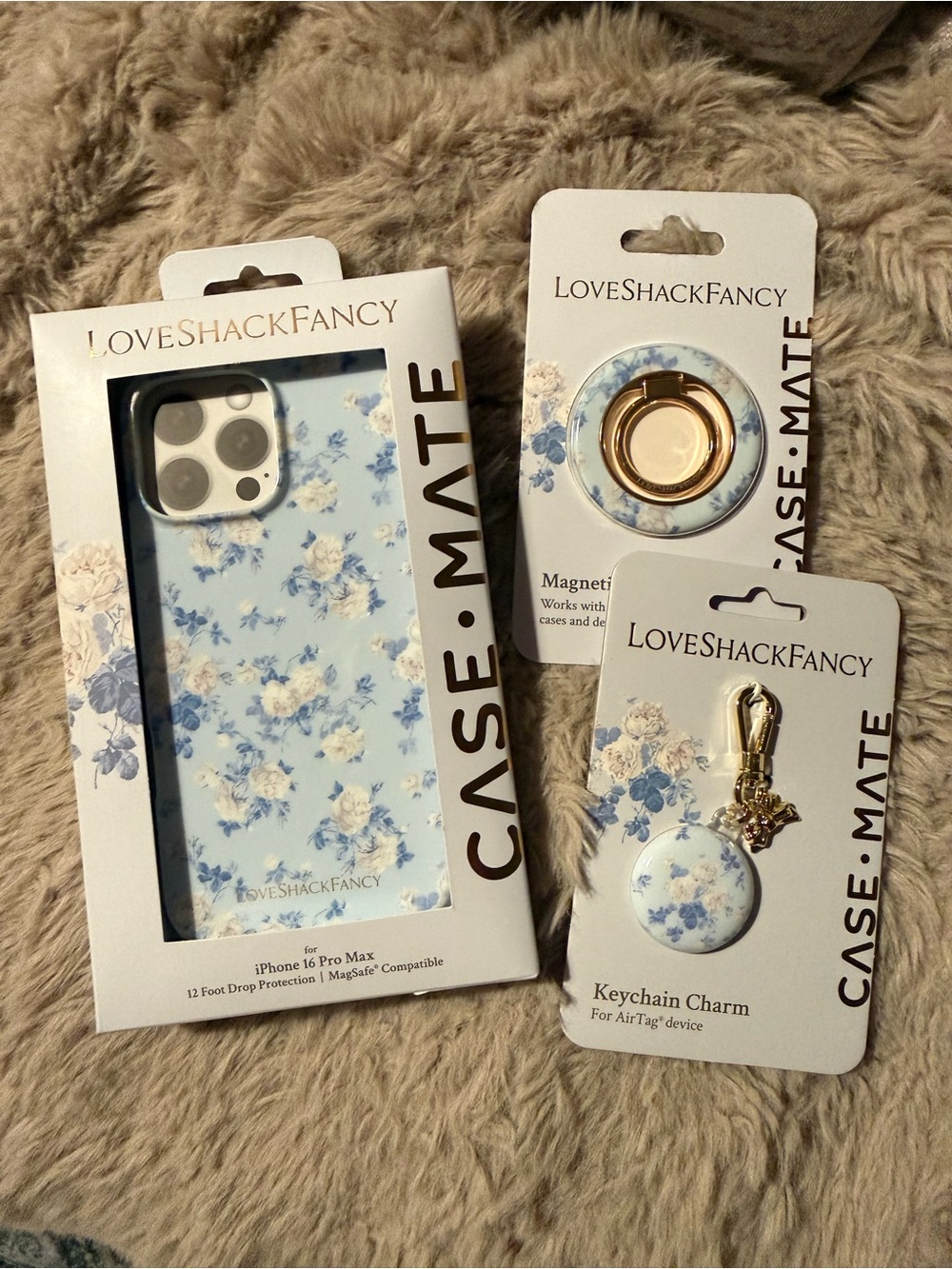 LoveShackFancy Blue Floral iPhone Case & Accessories Set NWT